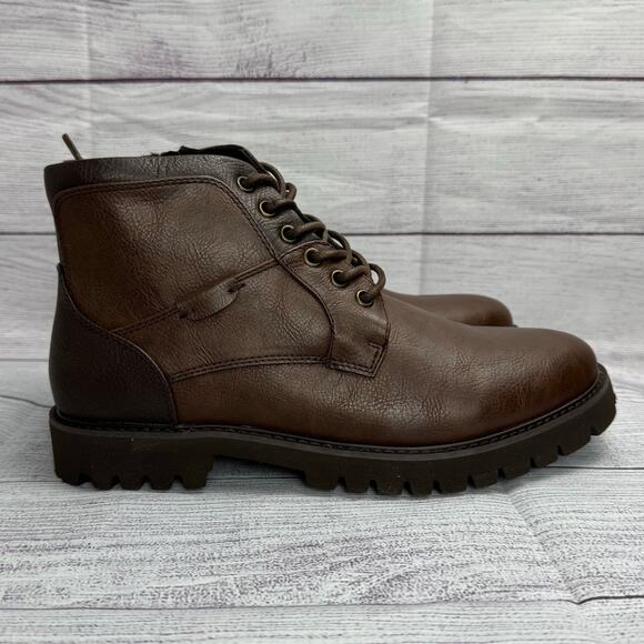 Nick Graham Barkely Brown Faux Leather Lace Up Round Toe Chukka Boots Size 8 - Picture 5 of 12